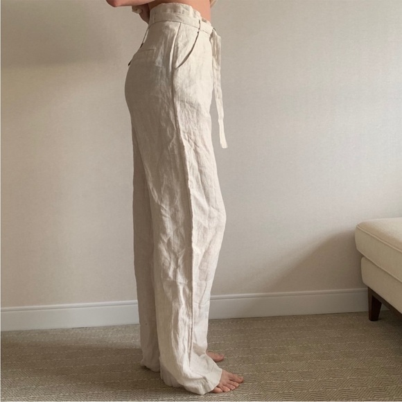 Mango wide leg belted linen pants - Picture 5 of 6